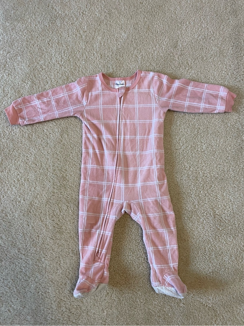 Gerber Pink Windowpane Footed One-Piece